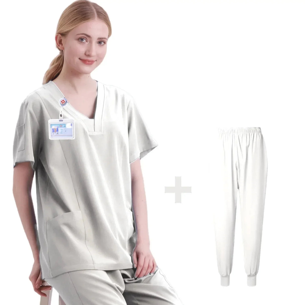 New Scrubs Set Medical Uniforms Stretch Scrub Tops with Pocket Pants Nurse Uniform Doctor Surgery Overalls Beauty Salon Workwear