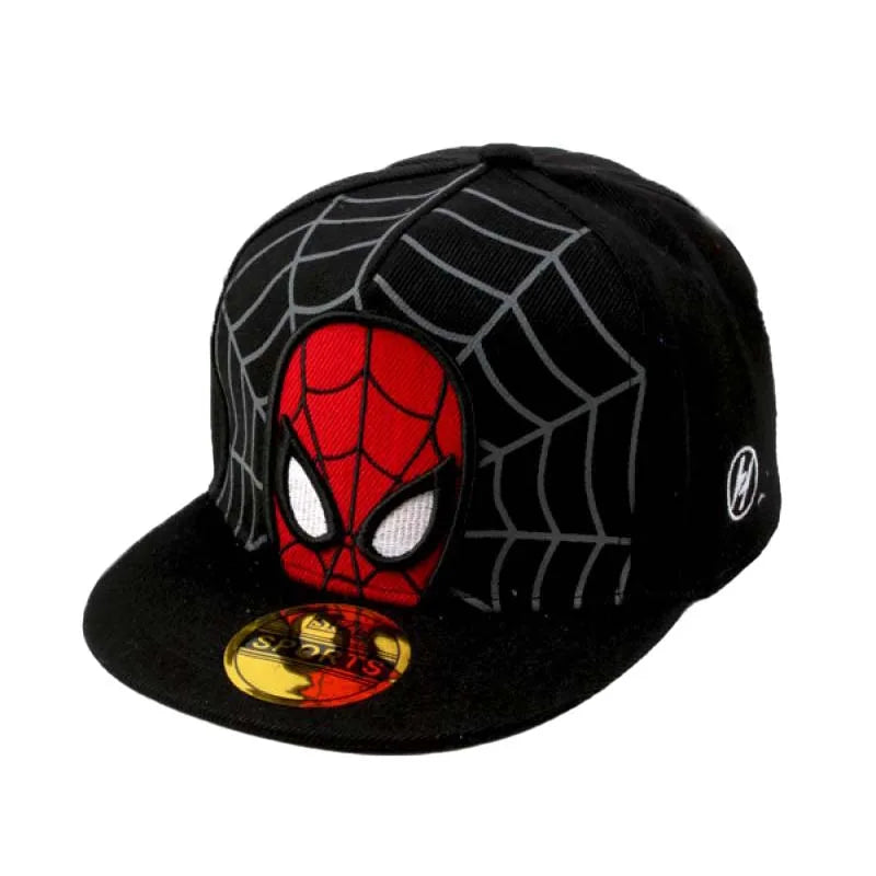 Spiderman Kids Anime Cartoon Baseball Cap Hip-Hop Flat Brim Adjustable Cool Summer Autumn Duck Tongue Hat Toddler Kids Baby Caps