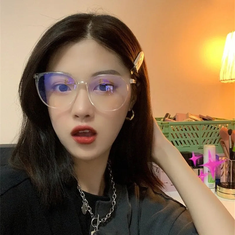 Transparent Anti-blue Light Glasses Oval Frame Computer Glasses Women Men Eyewear Blocking Glasses Optical Spectacle Eyeglases