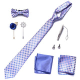 Brand Newest Design Silk Tie Set Handkerchief Pocket Squares Cufflink Bow Tie Clip Necktie Set Bussiness Wedding Suit Gift Box