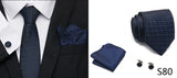 Luxury Tie Handkerchief Pocket Squares Cufflink Set Necktie For Men Blue Red Clothing Accessories