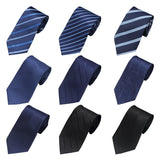 New Classic Blue Black Ties for Men Silk Mens Neckties for Wedding Party Business Adult Neck Tie Casual Solid Tie