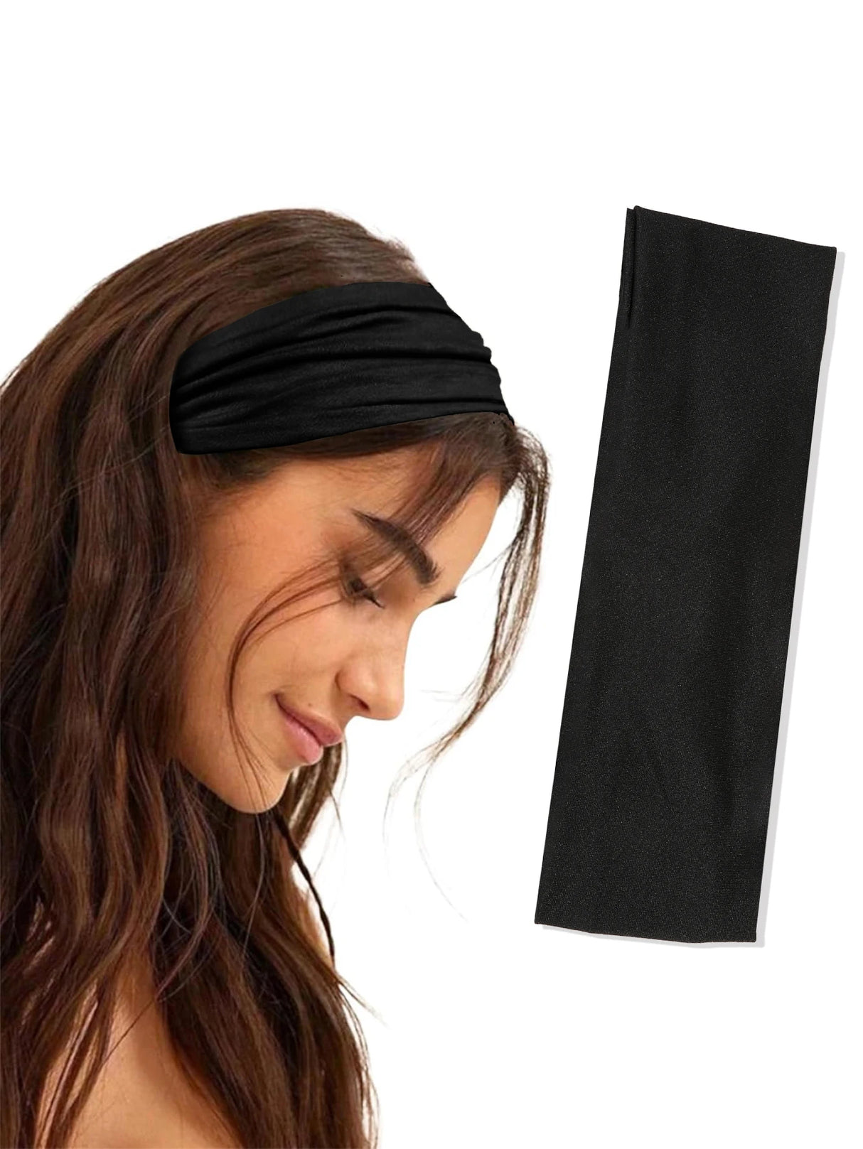 4Pcs Black Twist Knotted HeadBands Boho Stretchy Hair Band Non Slip for Girl Turban Plain Headwrap Yoga Workout Hair Accessories