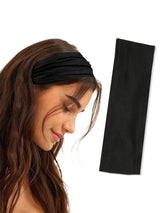 4Pcs Black Twist Knotted HeadBands Boho Stretchy Hair Band Non Slip for Girl Turban Plain Headwrap Yoga Workout Hair Accessories