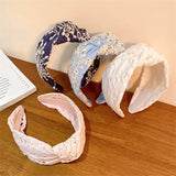 knotted Wide Headbands For Women Girls Headwear Fashion Embroidery Fabric Hairbands Female Hair bands Hoop Hair Accessories