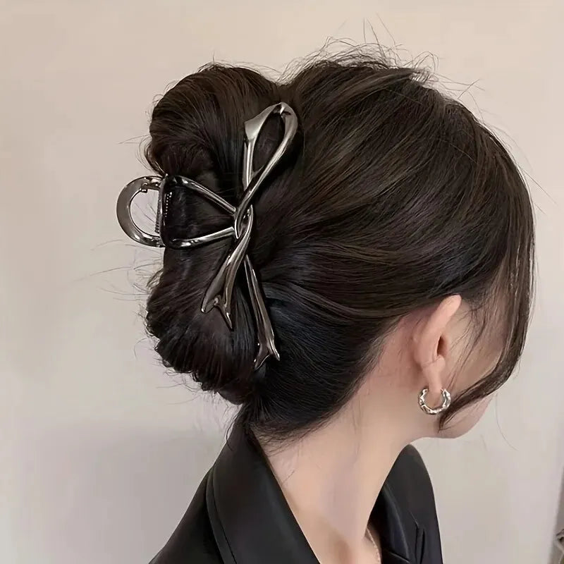 1 Multi-color Irregular Bow Large Grab Clip WOMEN'S Back Hair Clip Simple Design Advanced Sense Shark Clip Suitable for Daily US