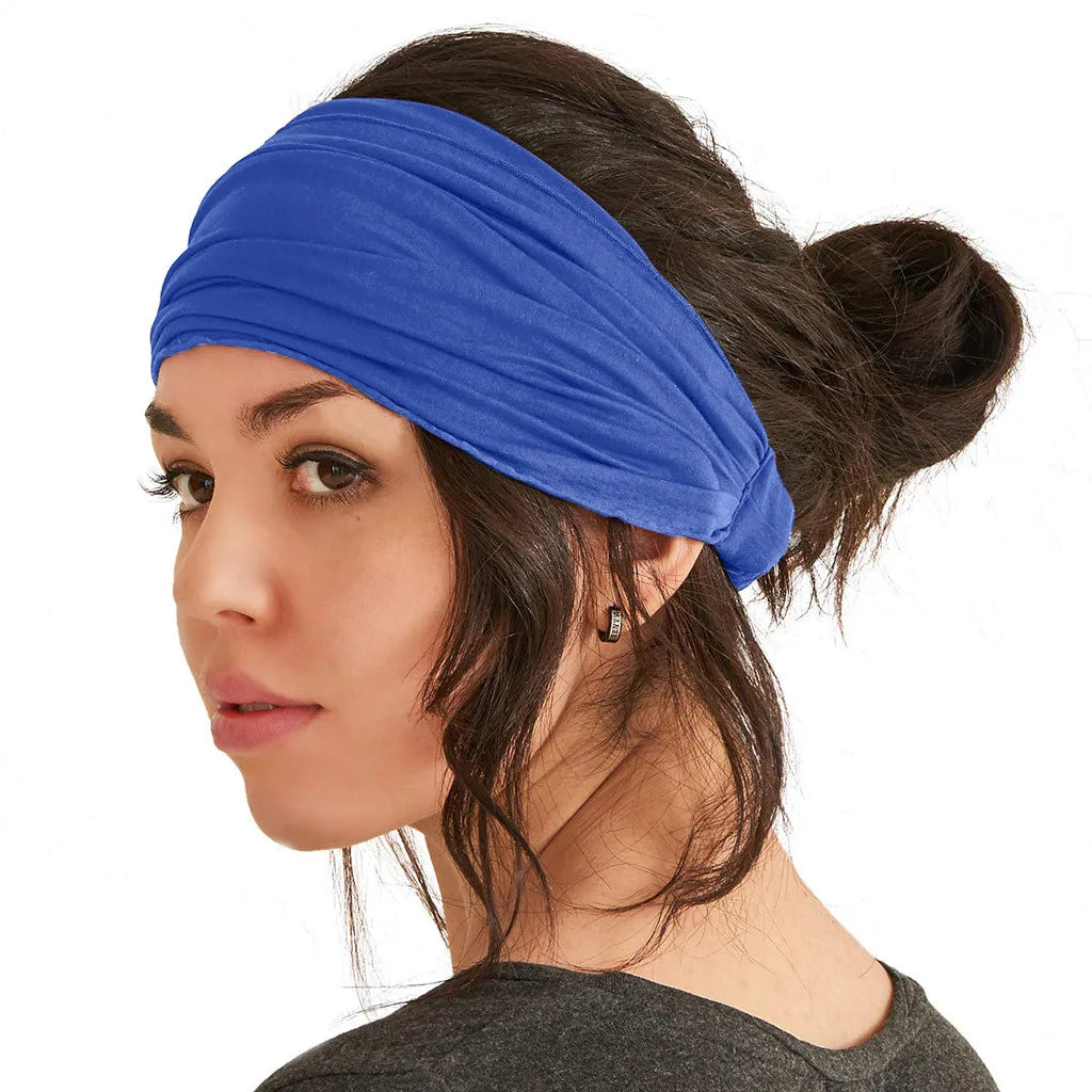 Wide Elastic Headband Hairband Pilates Yoga Fitness Running Cycling Sweatband Turban Makeup Hair Hoop Makeup Headwrap For Women