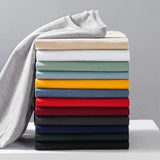 Men's Solid Color round Neck Long Sleeve T-Shirt Cotton Summer Comfortable Breathable Casual Top in Various Colors