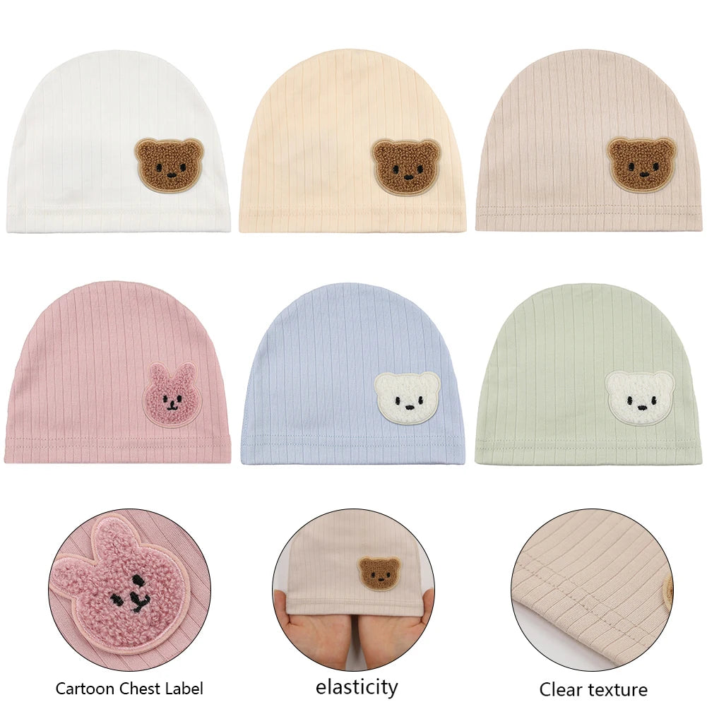 Newborn Baby Turban Hats Spring Autumn Models 0-6 Months Boys Girls 95% Cotton Fetal Hopstial Caps Infant Beanies Accessories