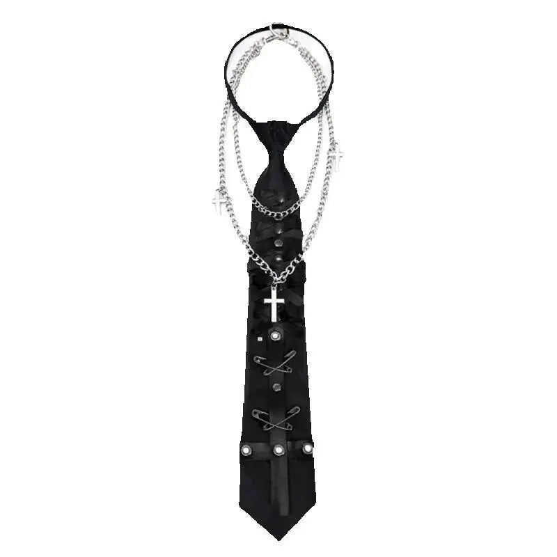 customized Women Men Gothic Punk Pre-Tied Y2K Girl Boys Ties steampunk Rock designer custom-made Necktie Accessories Wholesale