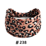 Leopard Print Headbands for Women Wide Boho Turban Head Wraps Cotton Knotted Elastic Hairbands Non Slip Workout Hair Accessories