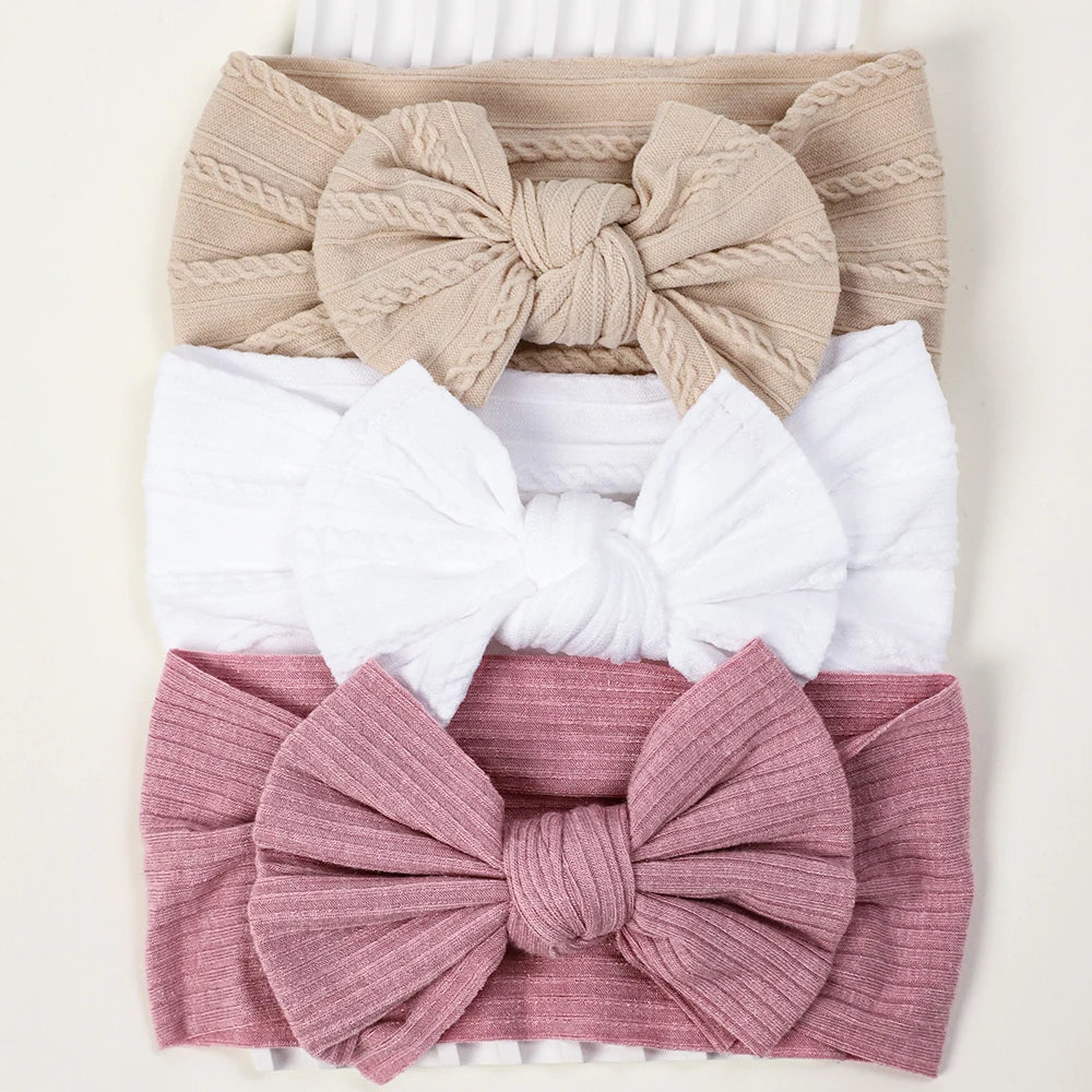 3Pcs/Lot Knit Baby Headband Bow Newborn Elastic Soft Nylon Headbands For Baby Girl Turban Infant Hair Accessories Kids Headwear