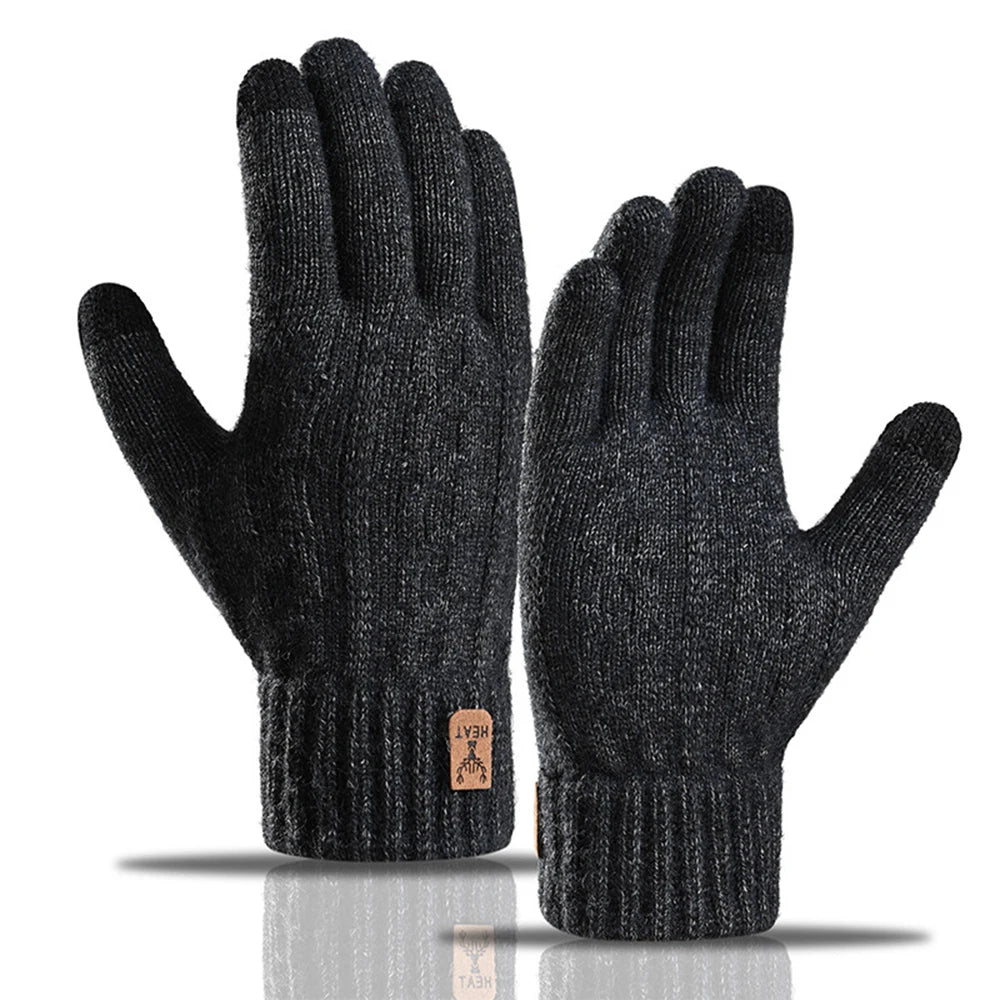 Winter Warm Gloves for Men and Women, Touchscreen Thickened Knitted Gloves, Outdoor Cycling Sports, Cold resistant Gloves