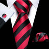 Barry.Wang Striped Silk Men Tie Hanky Cufflinks Set Jacquard Neck tie for Male Formal Casual Wedding Party Business High Quality