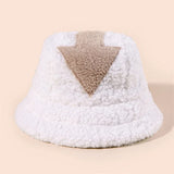 Women Appa Bucket Hat Lamb Wool Hat Winter Warm Fishing Caps Faux Fur Arrow Symbol Printed Bucket Hat for Men Tide Flat Top Hats