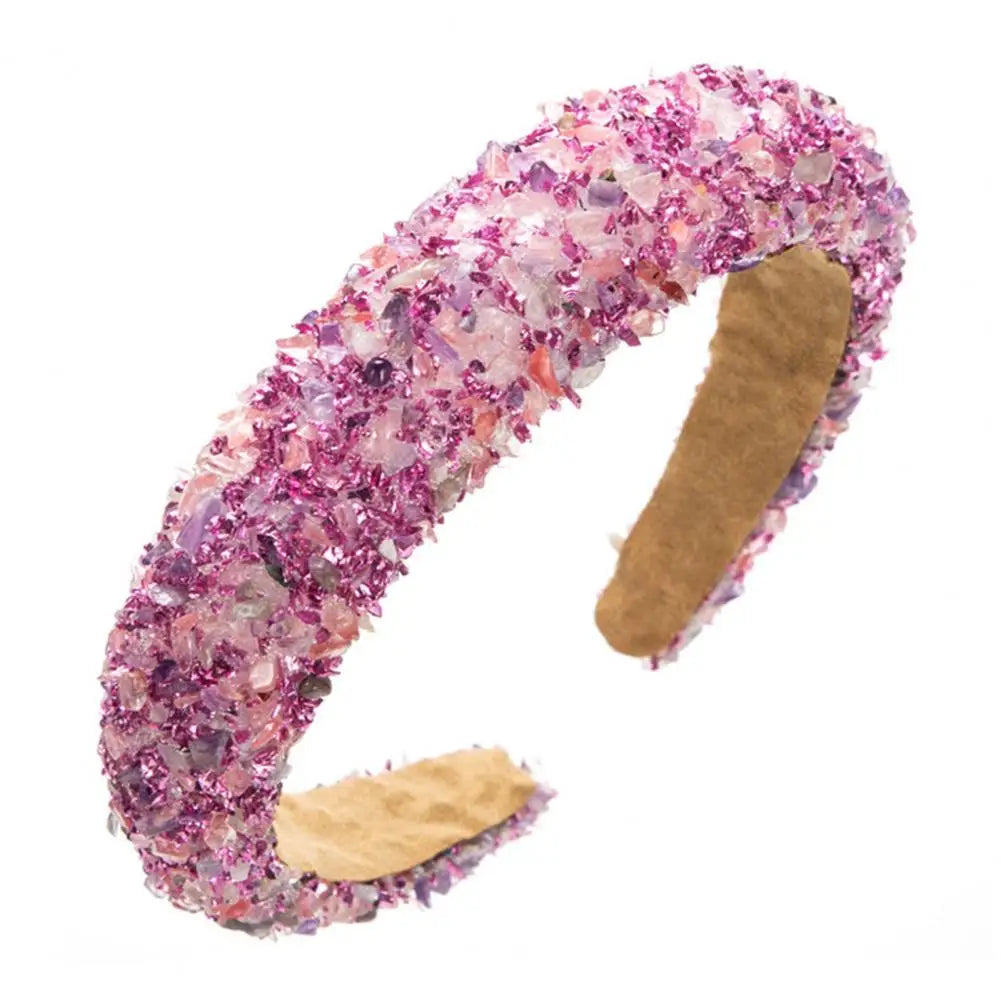 Women Headband Artificial Crystal Embellished Wide Band Headwear Elastic Anti-slip Luxury Fashion Ladies Hair Hoop Accessories 