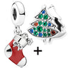 Buipoey 2pcs/lot Christmas Red Cane Gingerbread Man Charm Snowman Santa Beaded Sock Pendant DIY Beacelets jewelry Accessory Gift