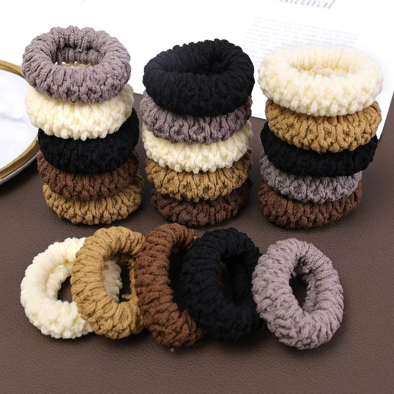 High Elastic Hair Rope Towel Pleated Scrunchie Thicken High Ponytail Holders Rubber Band Elastic Women Hair Ring Hair Accessory