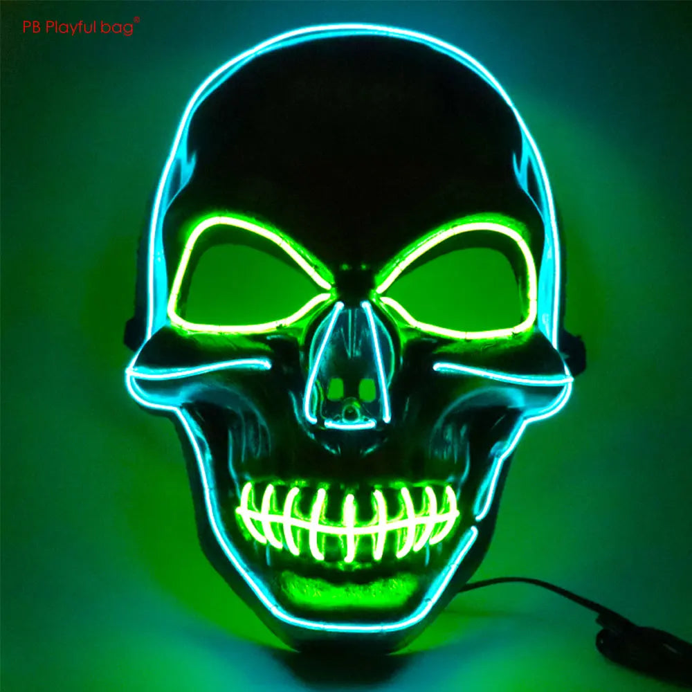 Halloween Party Horror Mask Ghost Head Skull LED Glow Mask Cosplay Props Festival Decoration Toy AC182