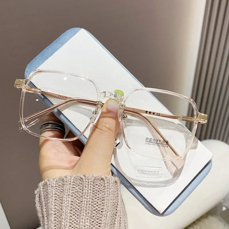 Anti Blue Light Blocking Glasses Oversized Square Reading Glasses for Women Men TR Frame High-definition Presbyopia Eyewear