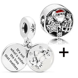 Buipoey 2pcs/lot Christmas Red Cane Gingerbread Man Charm Snowman Santa Beaded Sock Pendant DIY Beacelets jewelry Accessory Gift