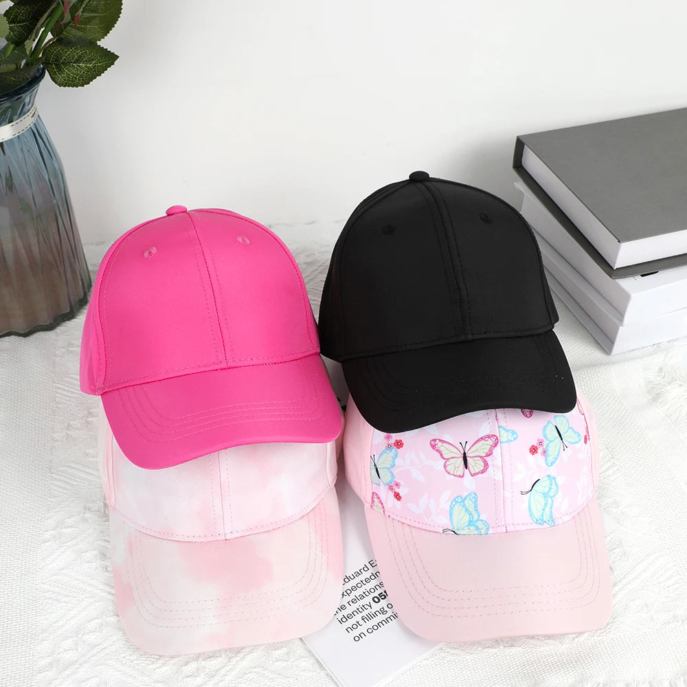 Fashion High Ponytail Kids Boy Hat Sun Hats Baseball Caps Adjustable Solid Color Print Travel Caps Baby Children Peaked Caps Hat