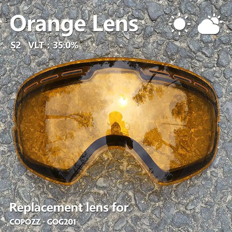 Sunny Cloudy Lens for ski goggles GOG-201 anti-fog UV400 large spherical ski glasses snow goggles eyewear lenses(Only Lens)