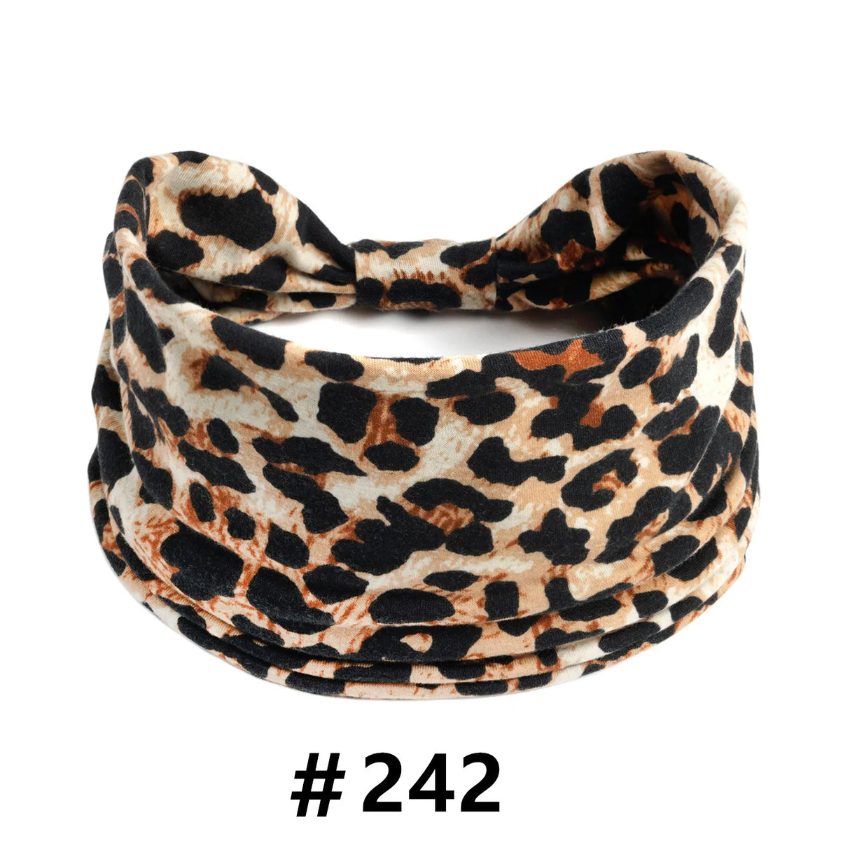 Leopard Print Headbands for Women Wide Boho Turban Head Wraps Cotton Knotted Elastic Hairbands Non Slip Workout Hair Accessories