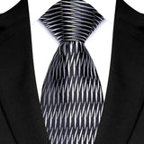 Luxury 8CM Mens Necktie Gray Sliver Color Dot Stripes Solid Tie For Man Groom Jacquard Woven Neck Tie For Business Wedding Party