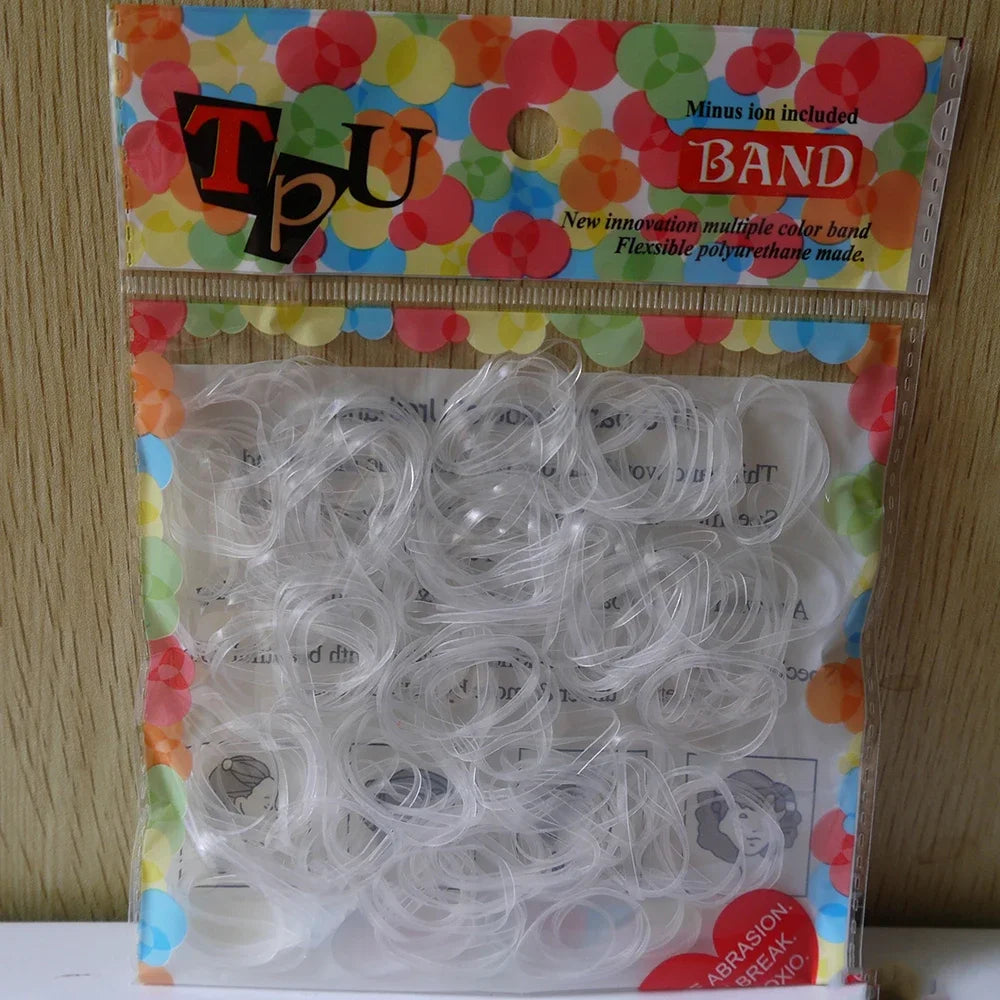New 200 Pcs Child Baby Gum Transparent TPU Disposable Elastics Hair Bands Girls Ponytail Holder Rubber Bands Hair Accessories