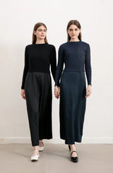 AP Women 2025 Autumn and Winter Cableknit Sweater Soft Casual Five Color Available Lady Satin Dress