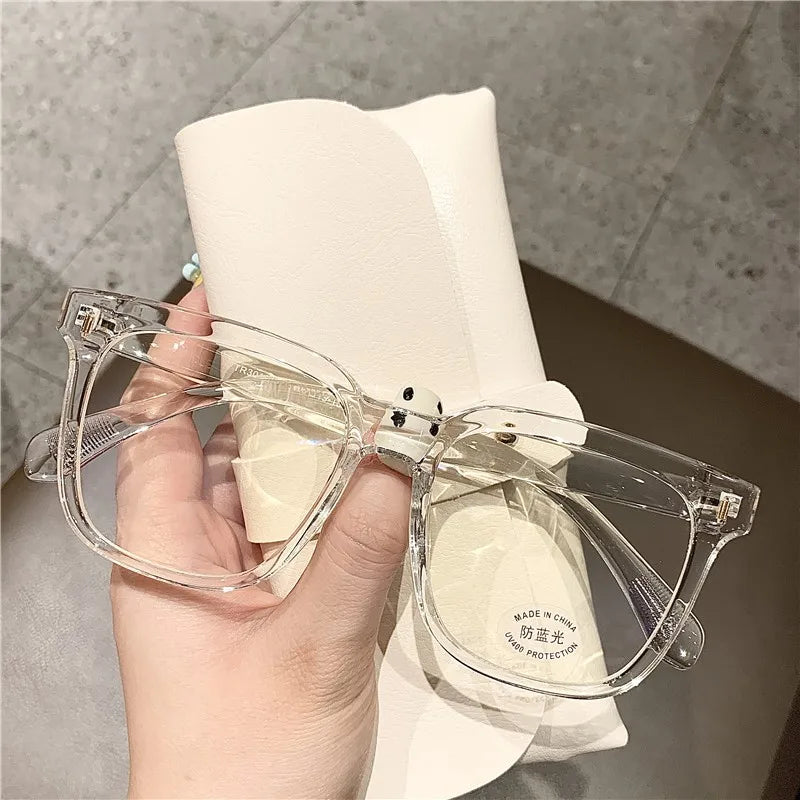 New Clear Lens Near Sight Myopia Glasses Large Sqaure Minus Diopter Eyewear Fashion Ultralight Trendy Eyeglasses for Men Women
