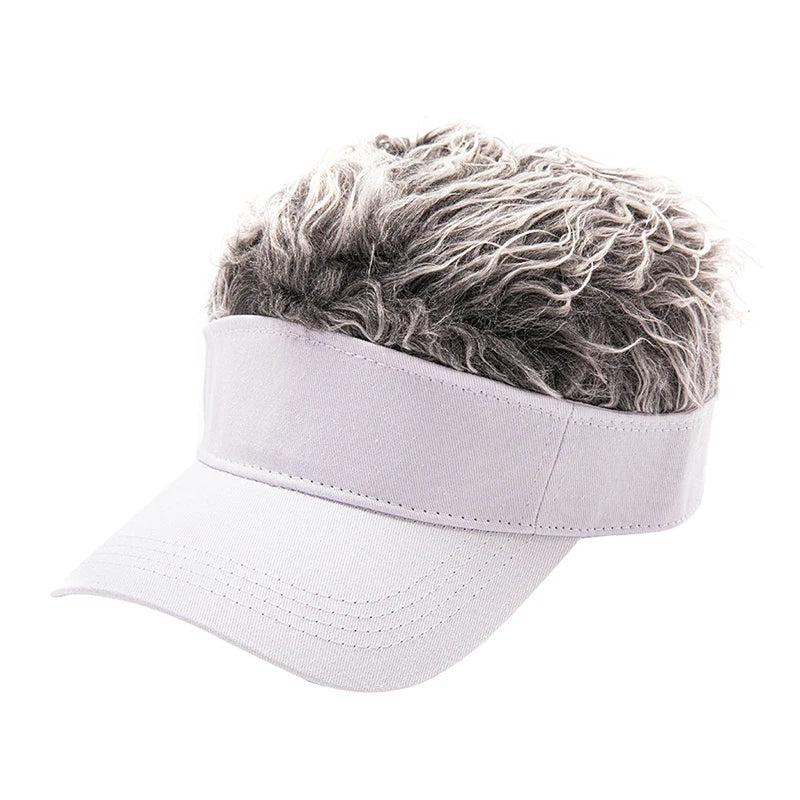 Golf Baseball Cap with Fake Flair Hair Cap Sun Visor Fun Toupee Hats Mens Womens Spiked Hairs Wig Hat