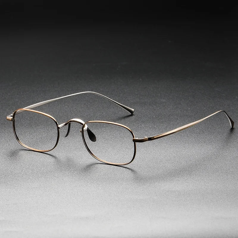 Vintage Small Square Oval 6.5g Ultra-Light Pure Titanium frame ，KJ45|Thin Frame of Golden Wire|For Men and Women