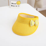Lovely Girl Baby Summer Straw Hat Casual Bowknot Sun Visor Caps Outdoor Beach Top Sunscreen Empty Hats Cute Baseball Caps