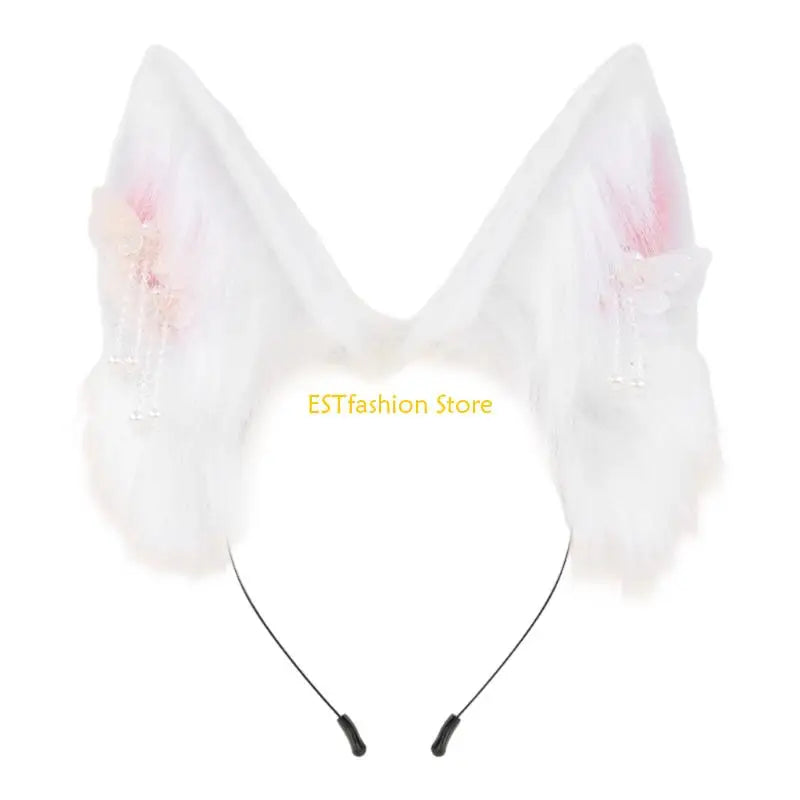 Y5GC Bendable Cats Ear Hairband Plush Animal Ear Hairband For Anime Enthusiasts Roleplay and Halloween Party DressingUp Props