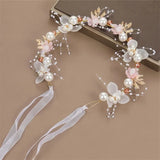 Elegant Girls Headband Lmitated Pearl Hair Headdress Baby Girls Flower Wreath Bride Garland Head Hoop Wedding Headbands Hair