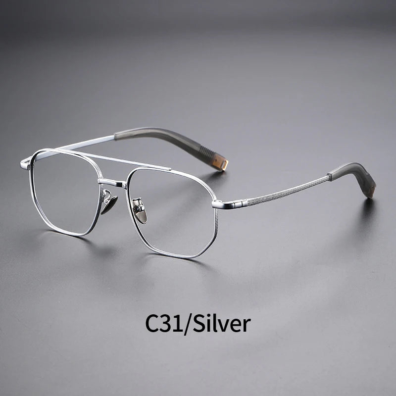 Trendy Men's Large size Titanium Frames Stylish, Double Bridge, Casual, Comfortable, Optical Prescription Eyewear for Men 07518