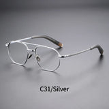 Trendy Men's Large size Titanium Frames Stylish, Double Bridge, Casual, Comfortable, Optical Prescription Eyewear for Men 07518