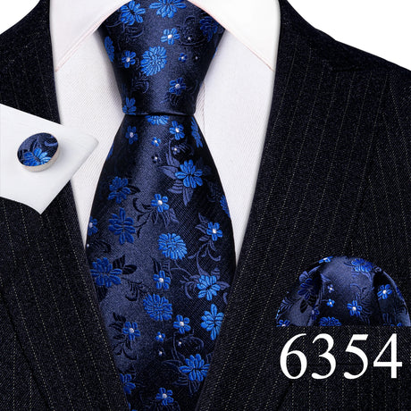 Novelty Teal Dots Tie For Men Fashion Trend Neck-Tie Woven Pocket Square Cufflinks Set Party Business Designer Barry.Wang FA-635