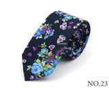 New Style Floral Printed 6cm Tie Blue Green Purple Skinny 100% Cotton Necktie For Men Women Wedding Party Suits Shirt Accessory