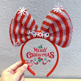 Navidad Bows Elastic Headbands for Adult Children's Hair Accessories Happy Christmas New Year Party Merry  Xmas Headdress Supply