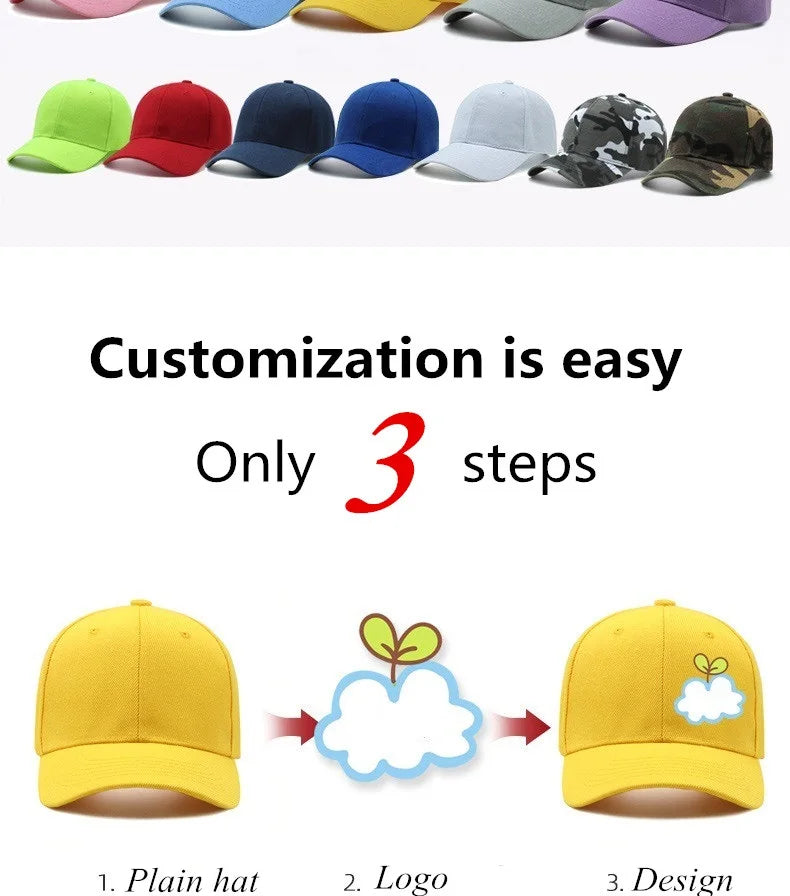 Kids casual custom baseball cap Boy girls parent-child sports hat Hip hop snapback hat with DIY logo design Gorros