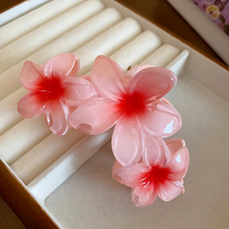 Dopamine Sunflower Shark Clip Sweet Gradient Flower Grab Clip Ponytail Braid Hair Clip for Girls Beach Vacation Hairstyles