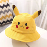Anime Pika Bucket Hat Sun Hat with Ear Cute Cartoon Wide Brim Fisherman Beach Outdoor Baseball Hat Cap for Adult Kids Child