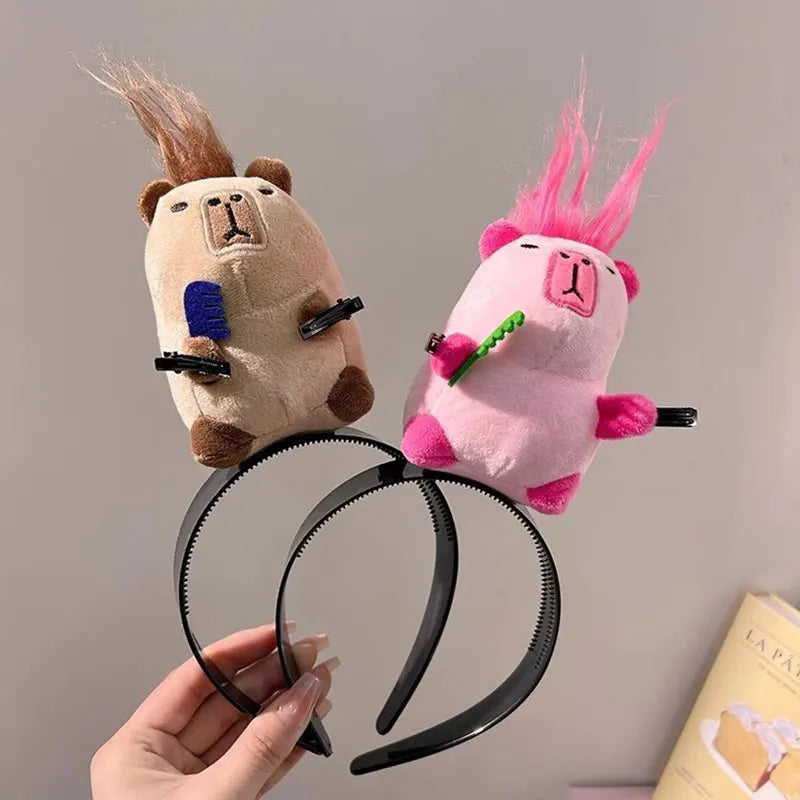 5PCS Headband Cartoon Mouse Hairband New Cartoon Plush Doll Headband French Wide-brim Hairpin Photo Headwear Creative Girl Gift