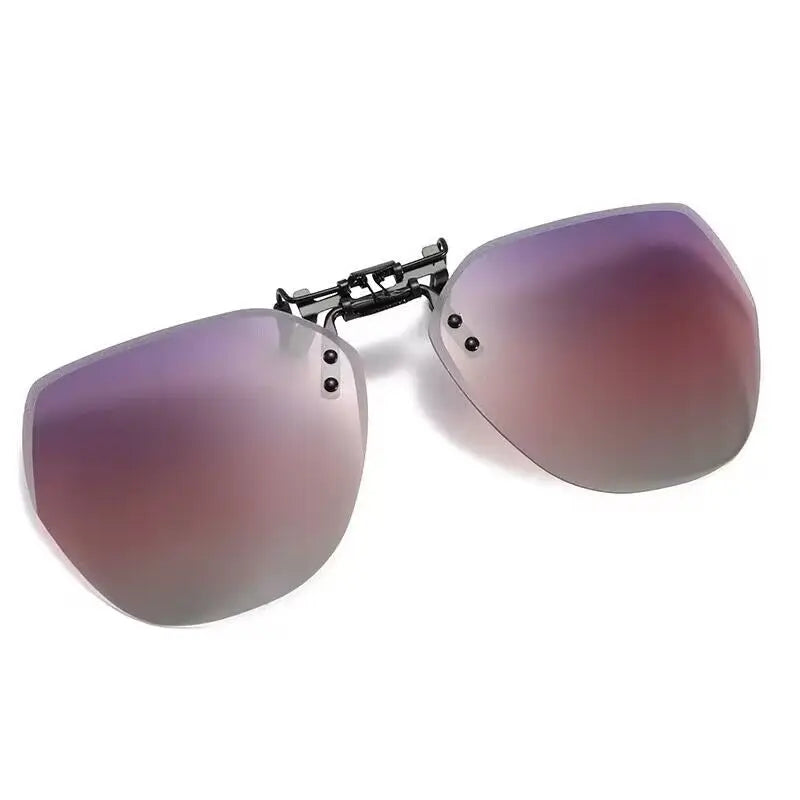 Oversized Polarized Clip-on Sunglasses Men Frameless Filter UV400 Protection Polygon Eyewear Clip Lens Sun Glasses