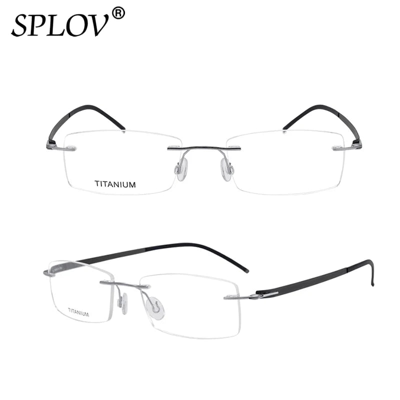 Ultra Light Pure Titanium Glasses Frame Men Brand Designer Prescription Women Fashion Rimless Square Optical Eyewears Ins
