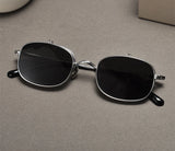Vintage Titanium Square Glasses Frame with Flip Up Sunglasses Women Brand Designer Eyeglasses Men Trendy Semi Rimless Eyewear