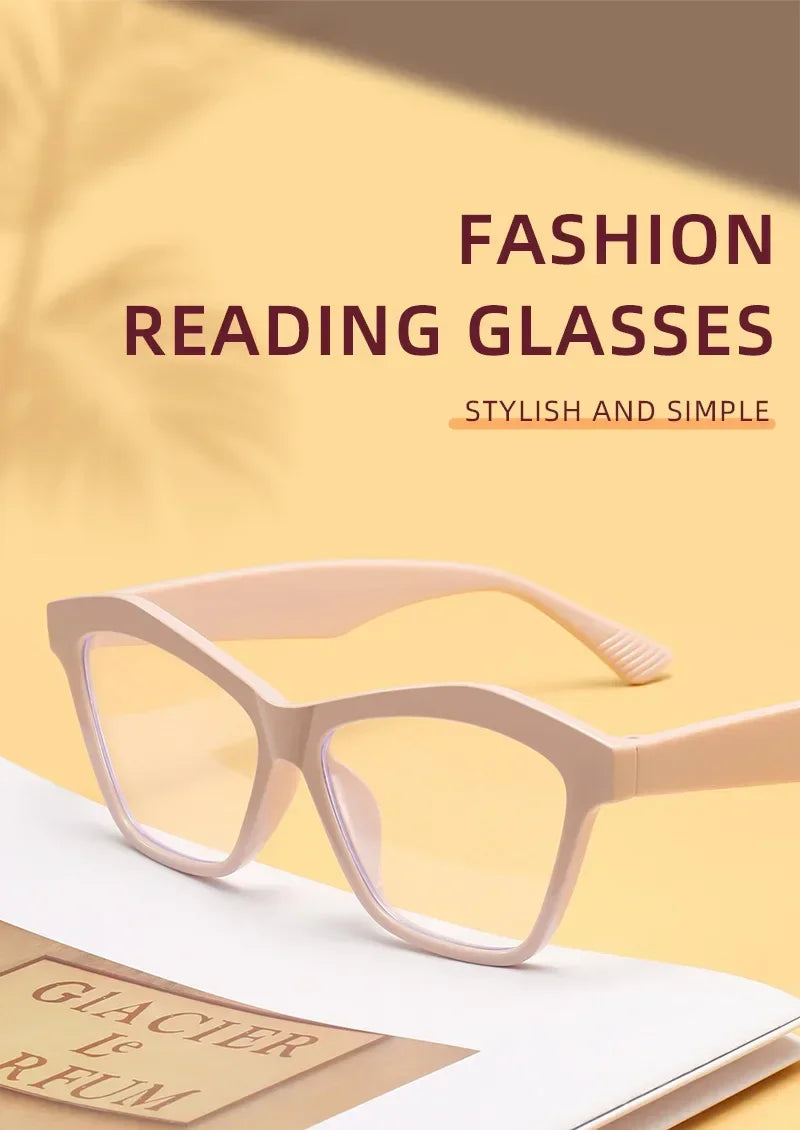 Retro Men Women Clear Lens Presbyopia Glasses Personalized Cat Eye Reading Glasses Blue Light Blocking Eye Protection Eyewear
